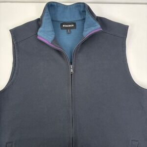 Bonobos Mens Slim Fit Full Zip‎ Mock Neck Golf Vest Navy Blue Size Medium